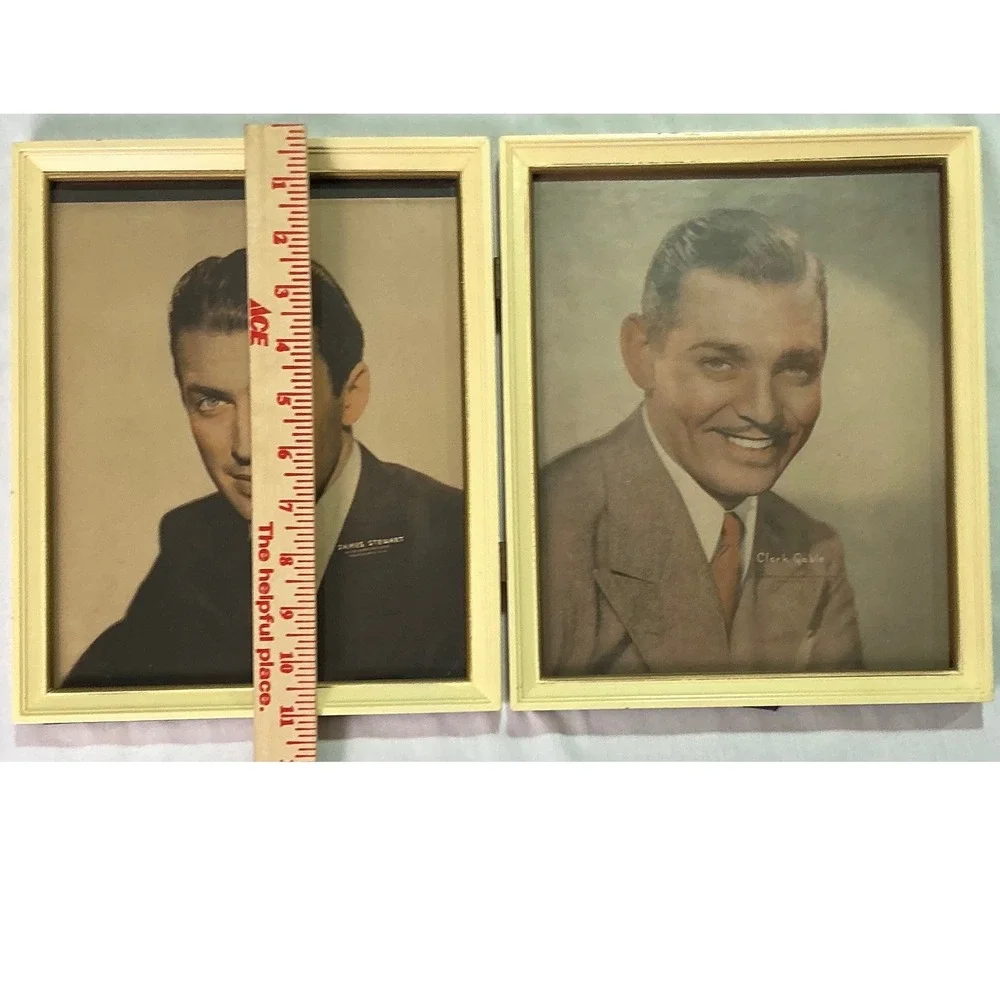 Vintage Clark Gable & James Stewart Folding Double Portrait Frame‎ MGM